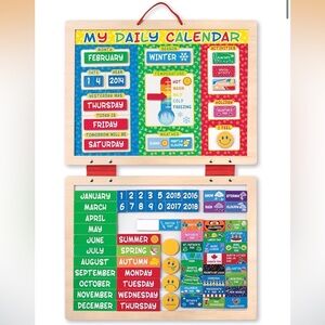 MELISSA & DOUG -Wooden Kids Daily Calendar - Colorful Interactive Learning Board